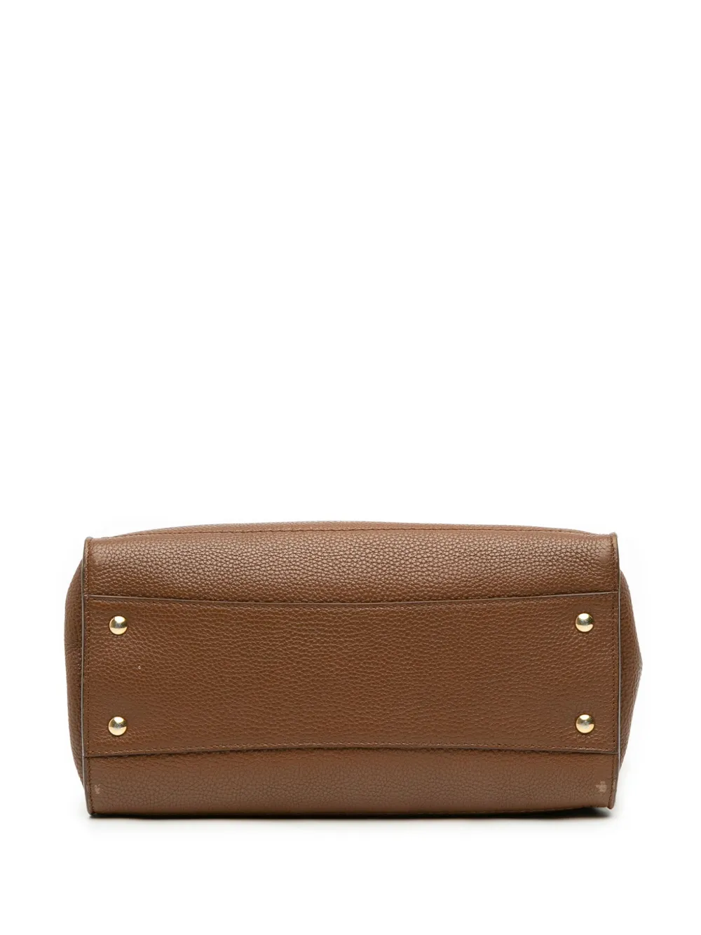 Pre-owned Ferragamo 2000-2025 Medium Leather Pebbled Amy Tote Bag In Brown