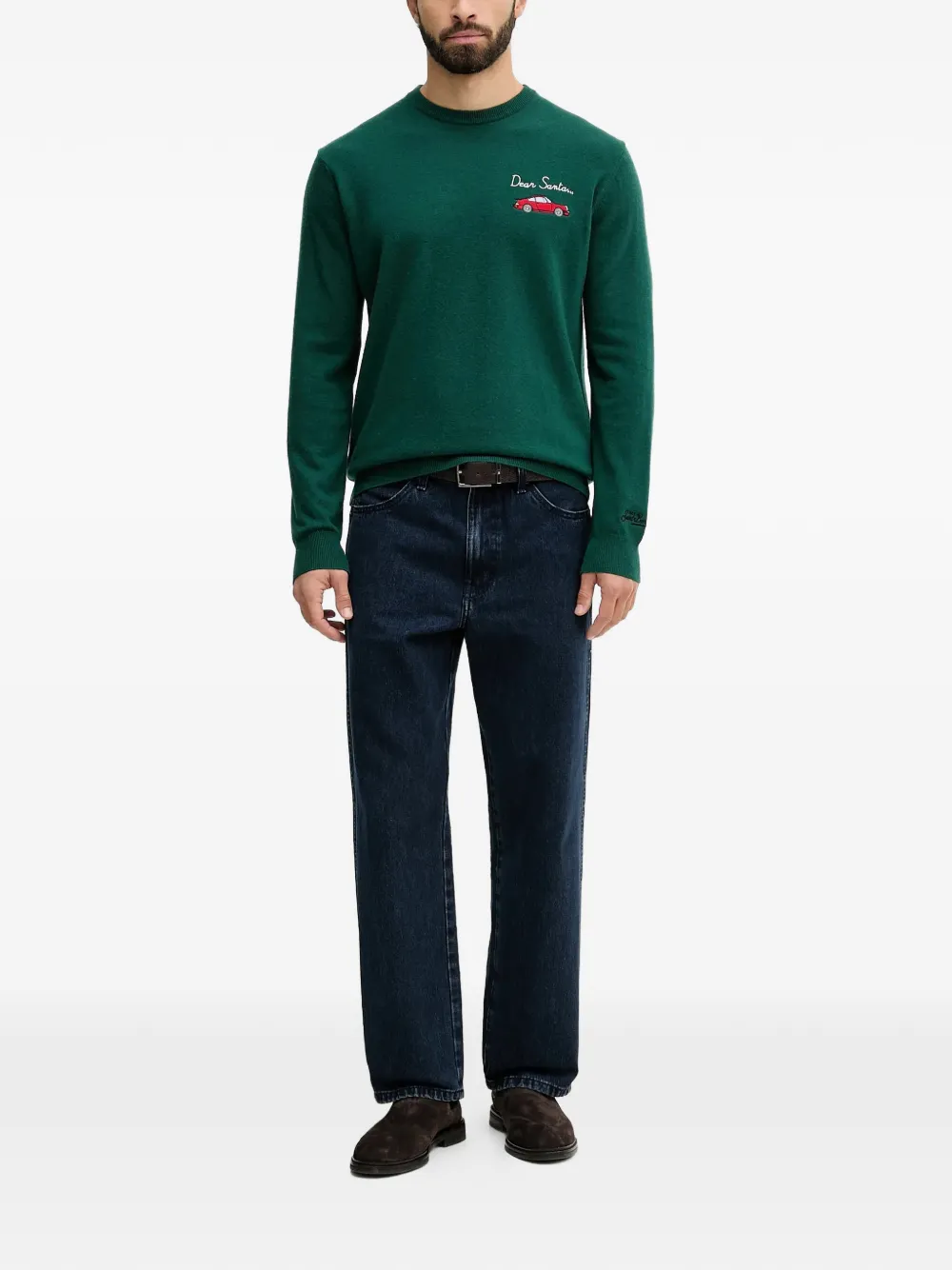 MC2 Saint Barth Trui met geborduurde letters en ronde hals - Groen