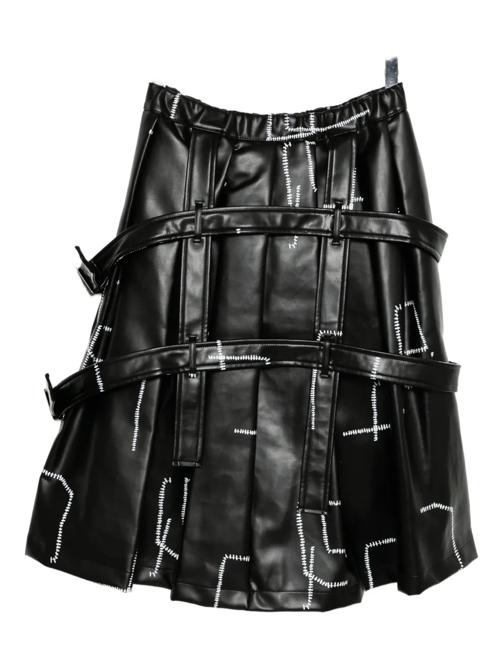 Black Comme Des Garçons Stitch Detail-printed Skirt In Black