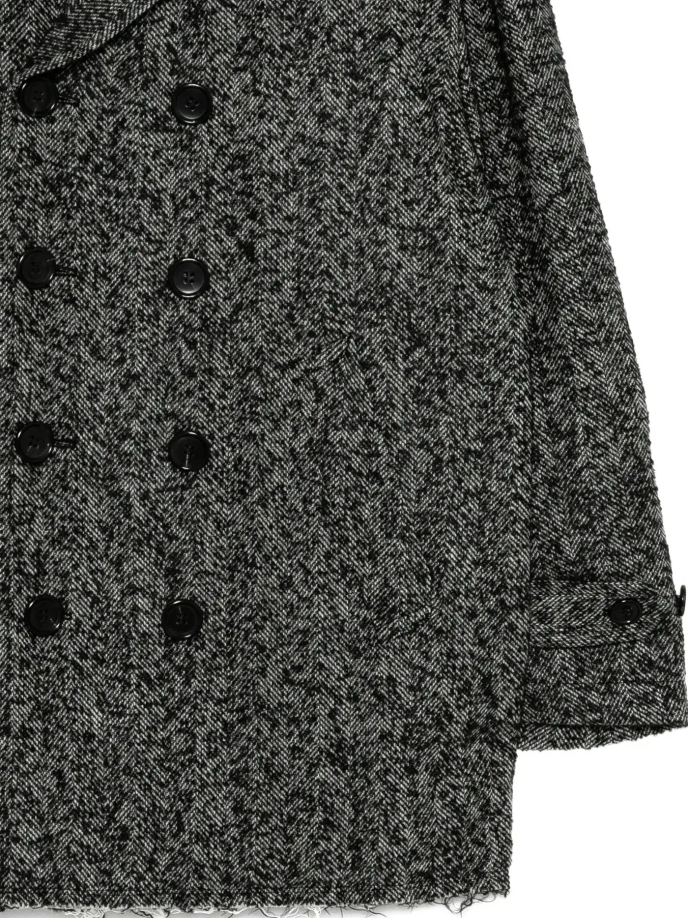 Black Comme Des Garçons Herringbone Double-breasted Coat In Gray