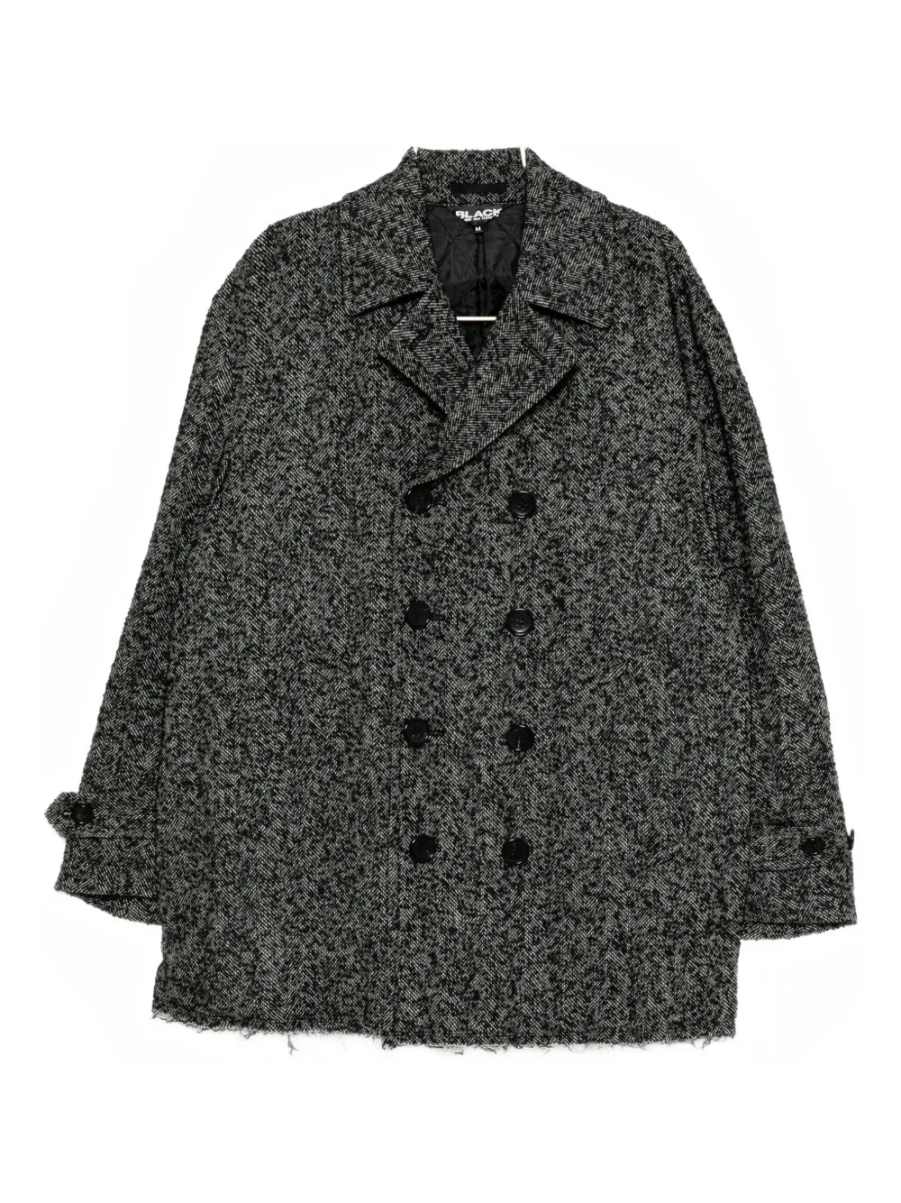 Black Comme Des Garçons Herringbone Double-breasted Coat In Gray