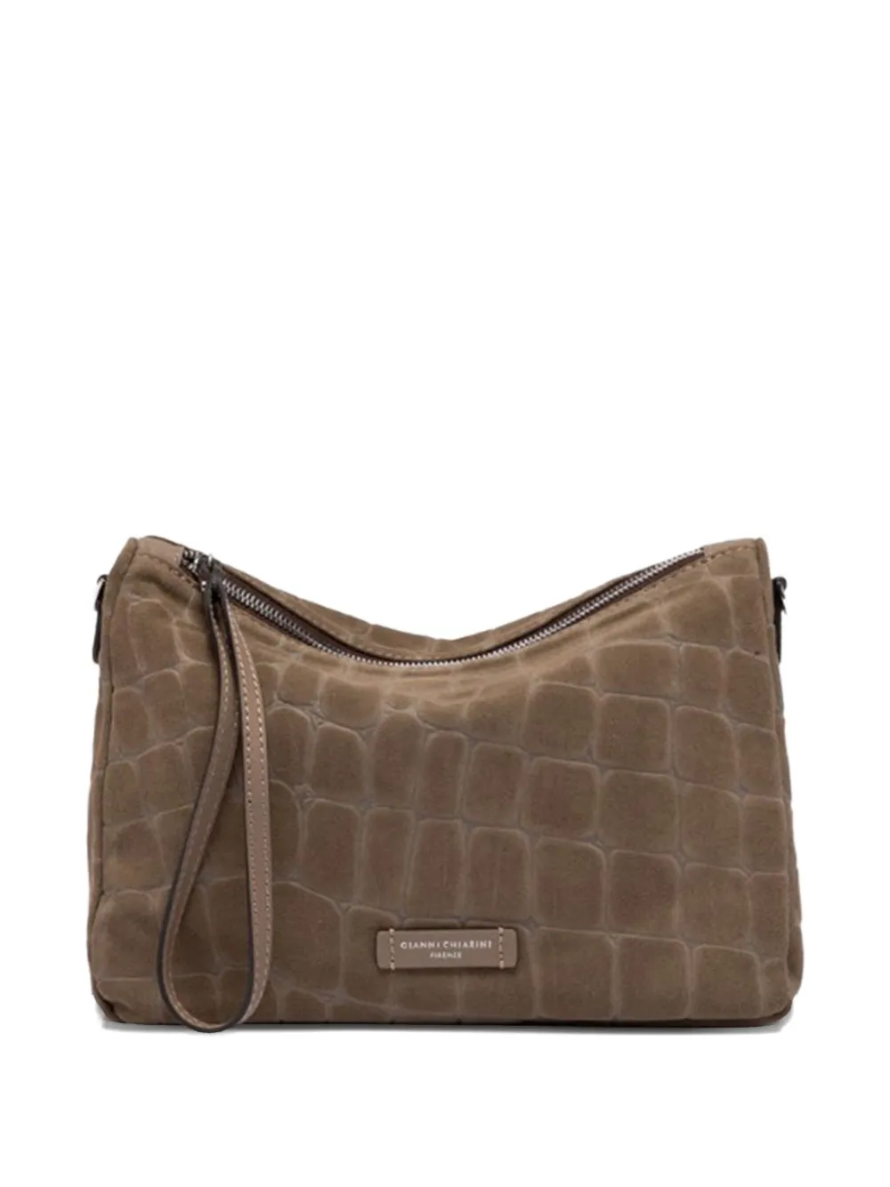 Gianni Chiarini Crocodile Effect Clutch Bag In Nude