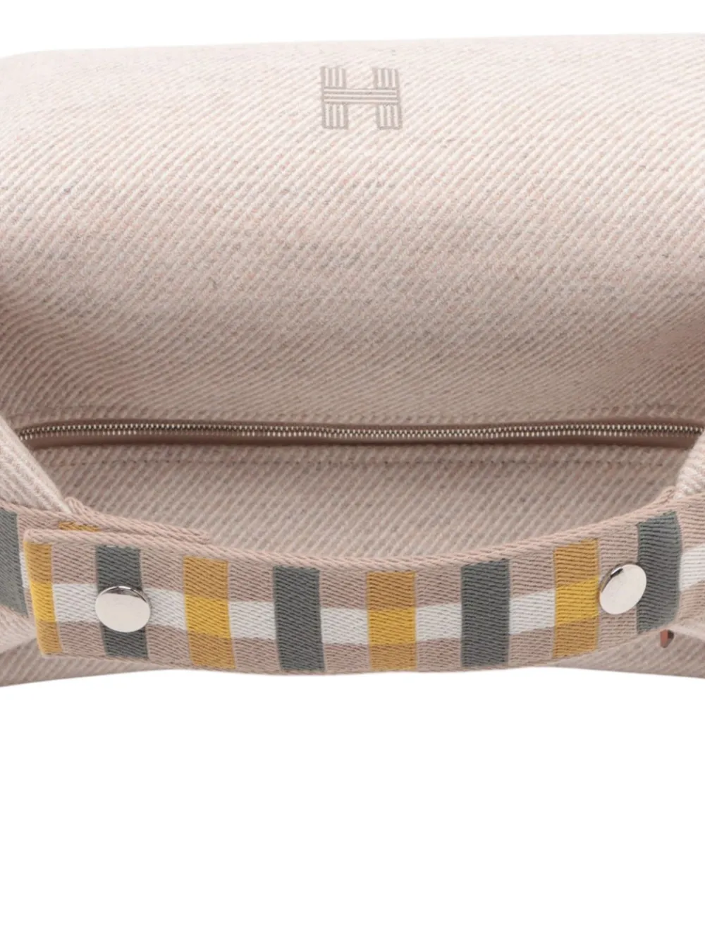 Pre-owned Hermes 2020-2025 Large Wool Au Carre Bride A Brac Case Vanity Bag In Brown