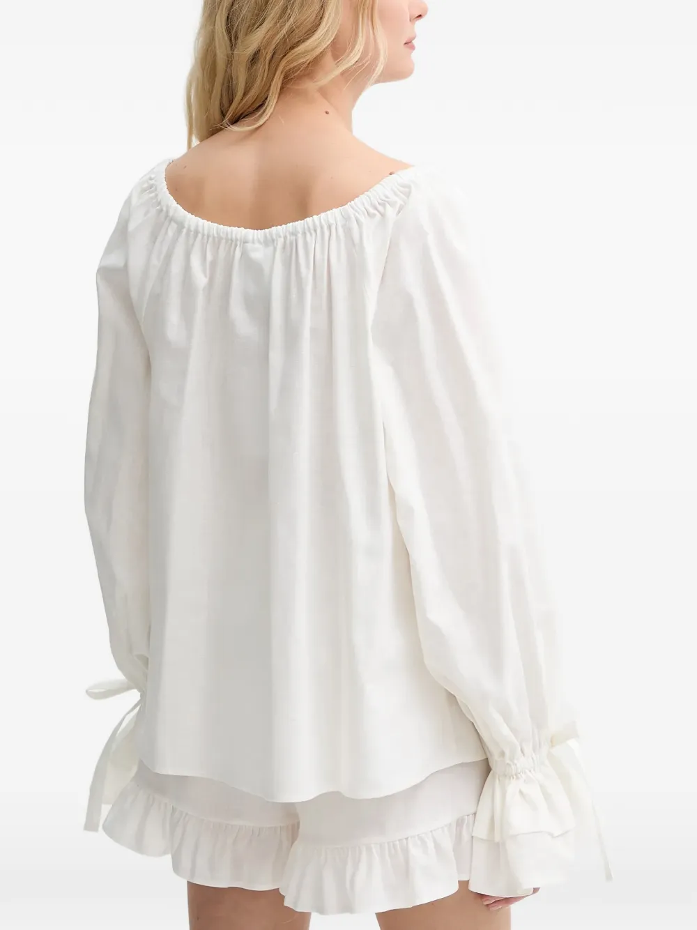  Sleeper Tie Ruffle Blouse - White 