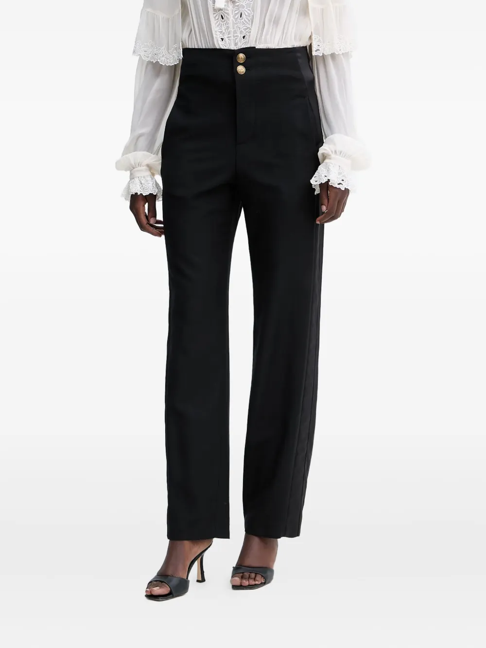 Twinset Side-panel Tailored Trousers In Black