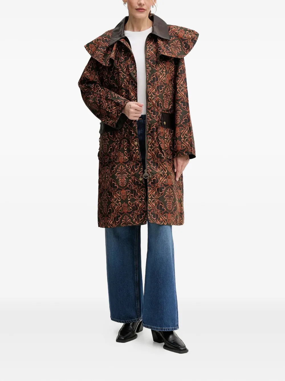 Barbour x FARM Rio Luana coat - Marrone