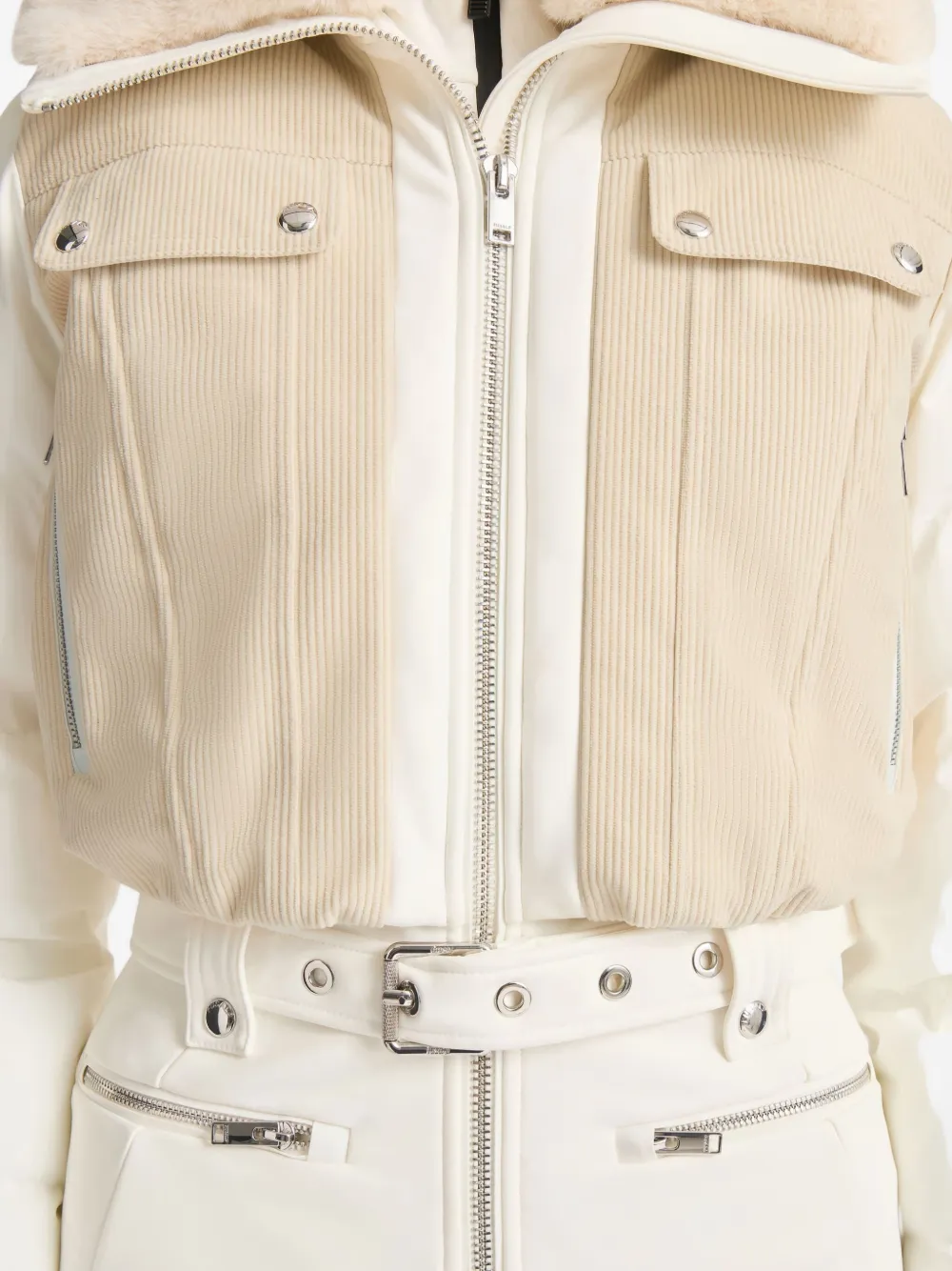 Fusalp Karei Corduroy-trimmed Ski Suit In Neutral