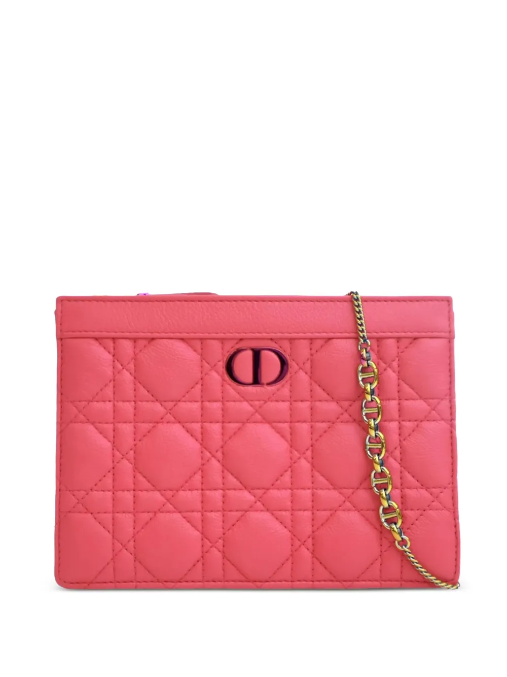 DIOR Pre-owned 2022 Supple Cannage Calfskin Caro Every Pouch Crossbody Bag In Pink