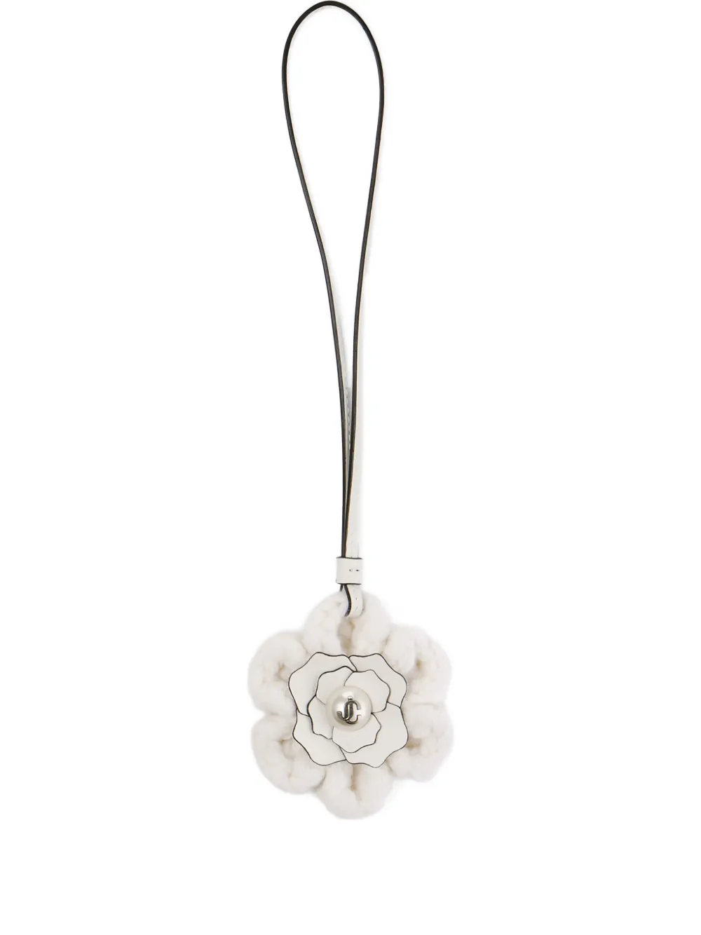 Jimmy Choo knitted flower charm - Bianco