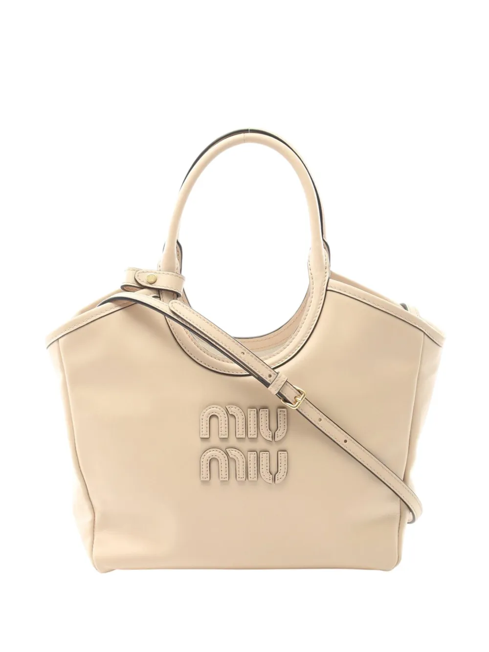 Pre-owned Miu Miu 2010-2025 Calfskin Ivy Satchel In Brown