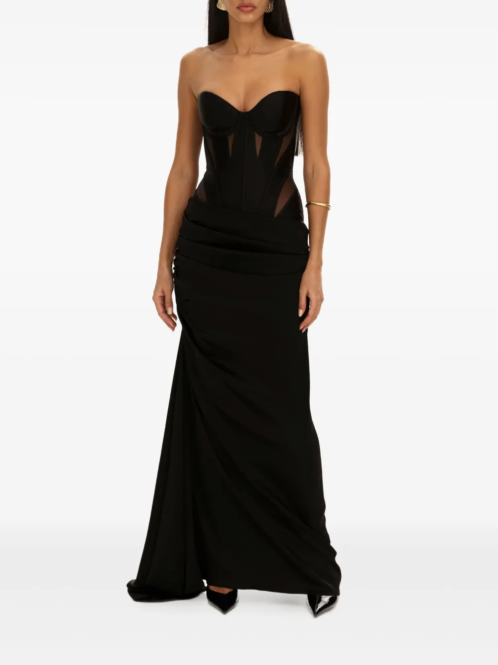 MOOS STUDIO Shadow mesh-panelled dress | Black | Image 1