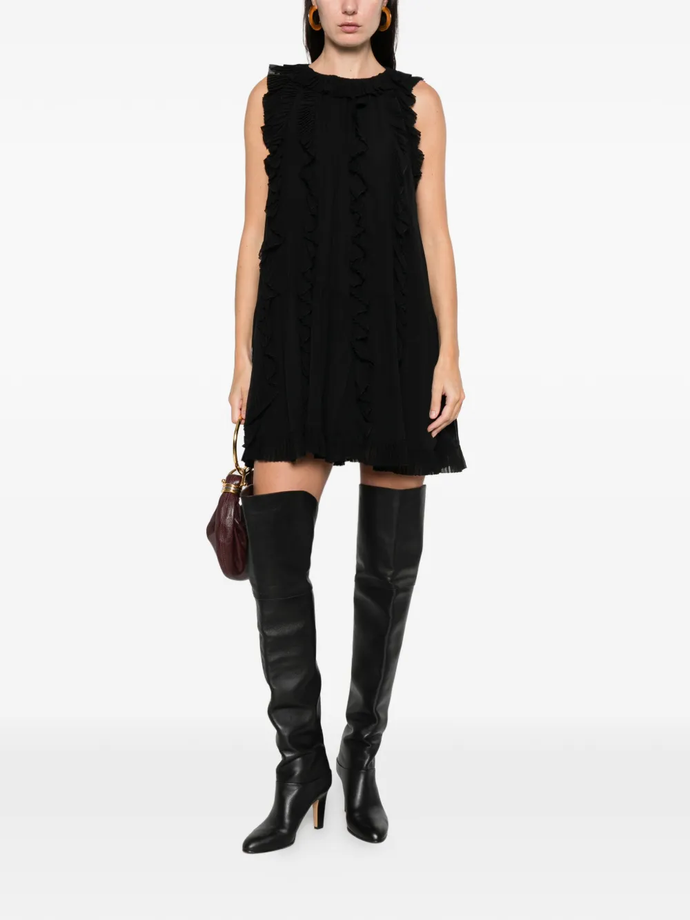 Ulla Johnson Ruffled Mini Dress In Black