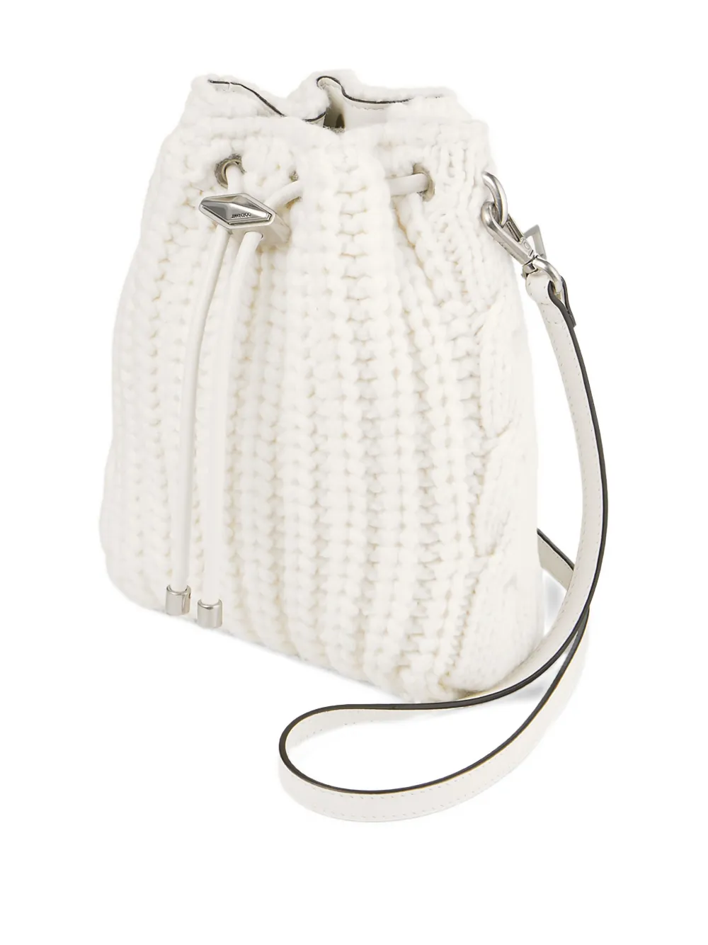  Jimmy Choo Mini Cinch Knitted Mini Bag - White 