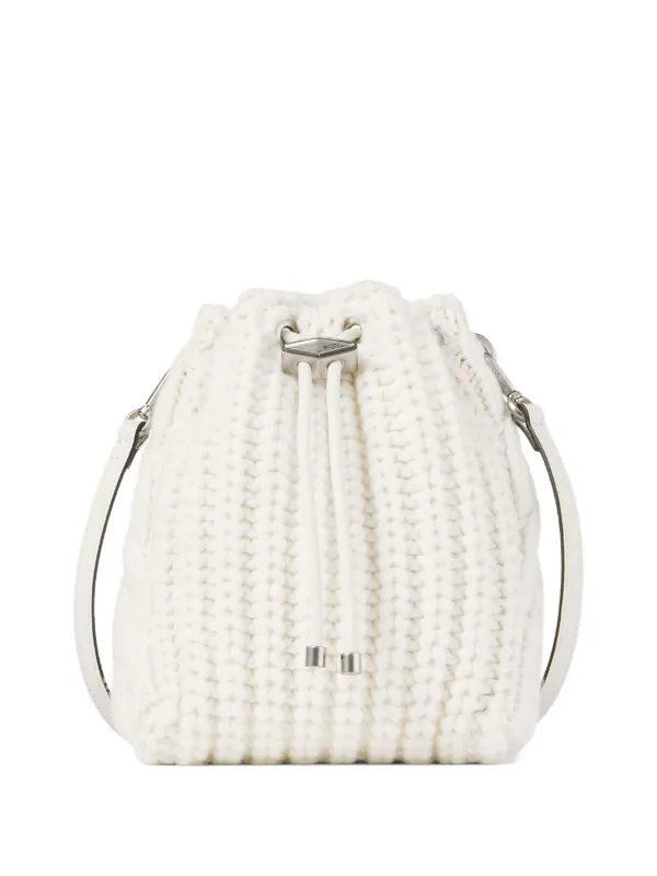 Jimmy Choo Mini Cinch Knitted Mini Bag in White