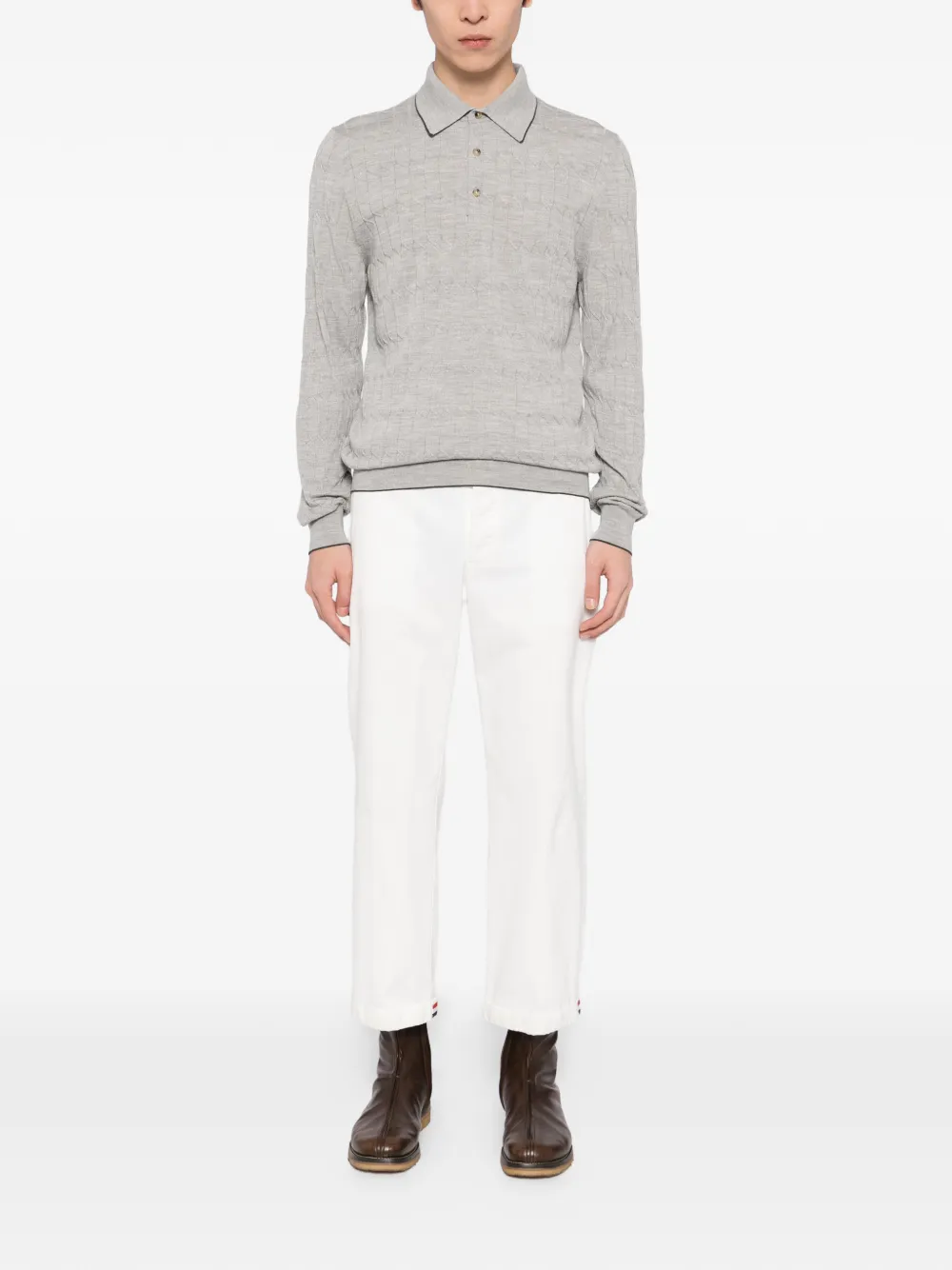 Svevo knitted polo shirt - Grijs