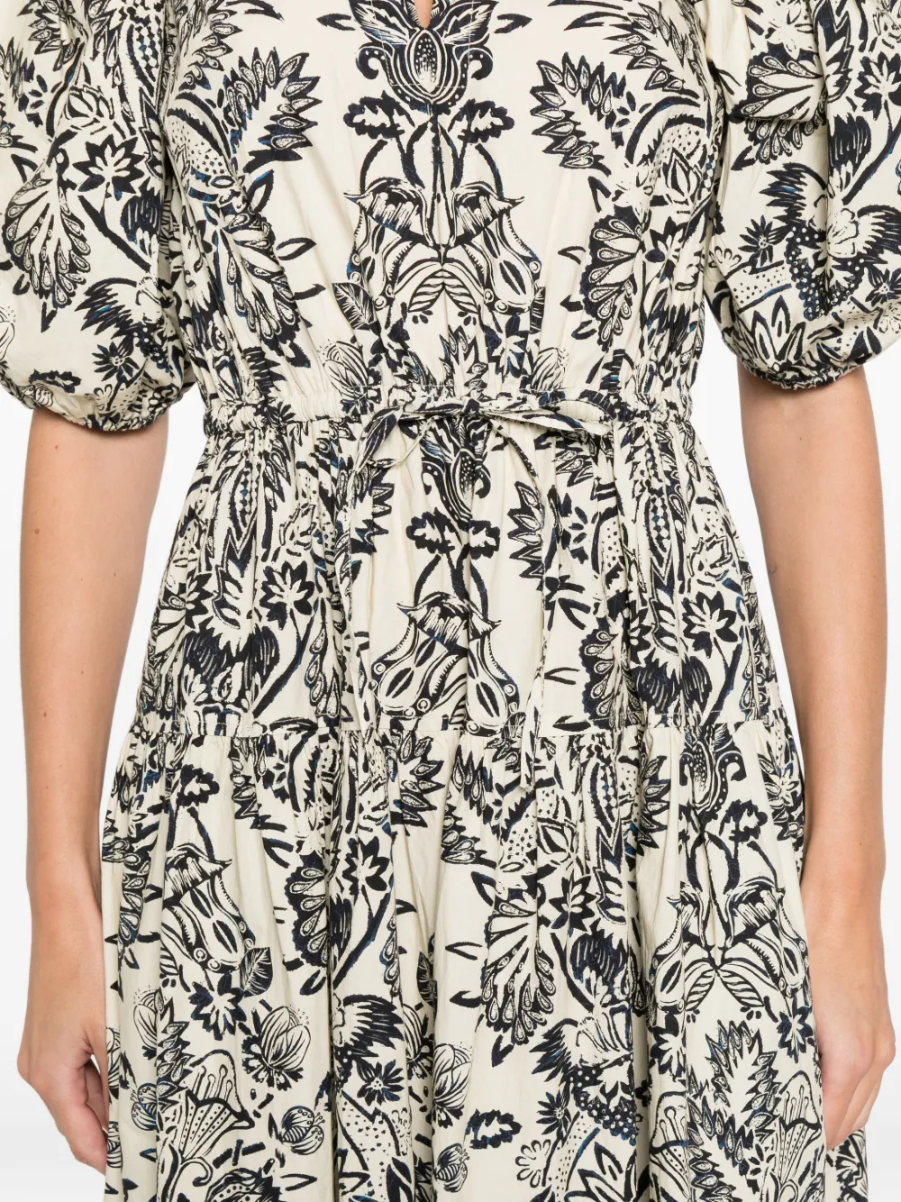 Ulla Johnson Harriet midi-jurk met pofmouwen Beige