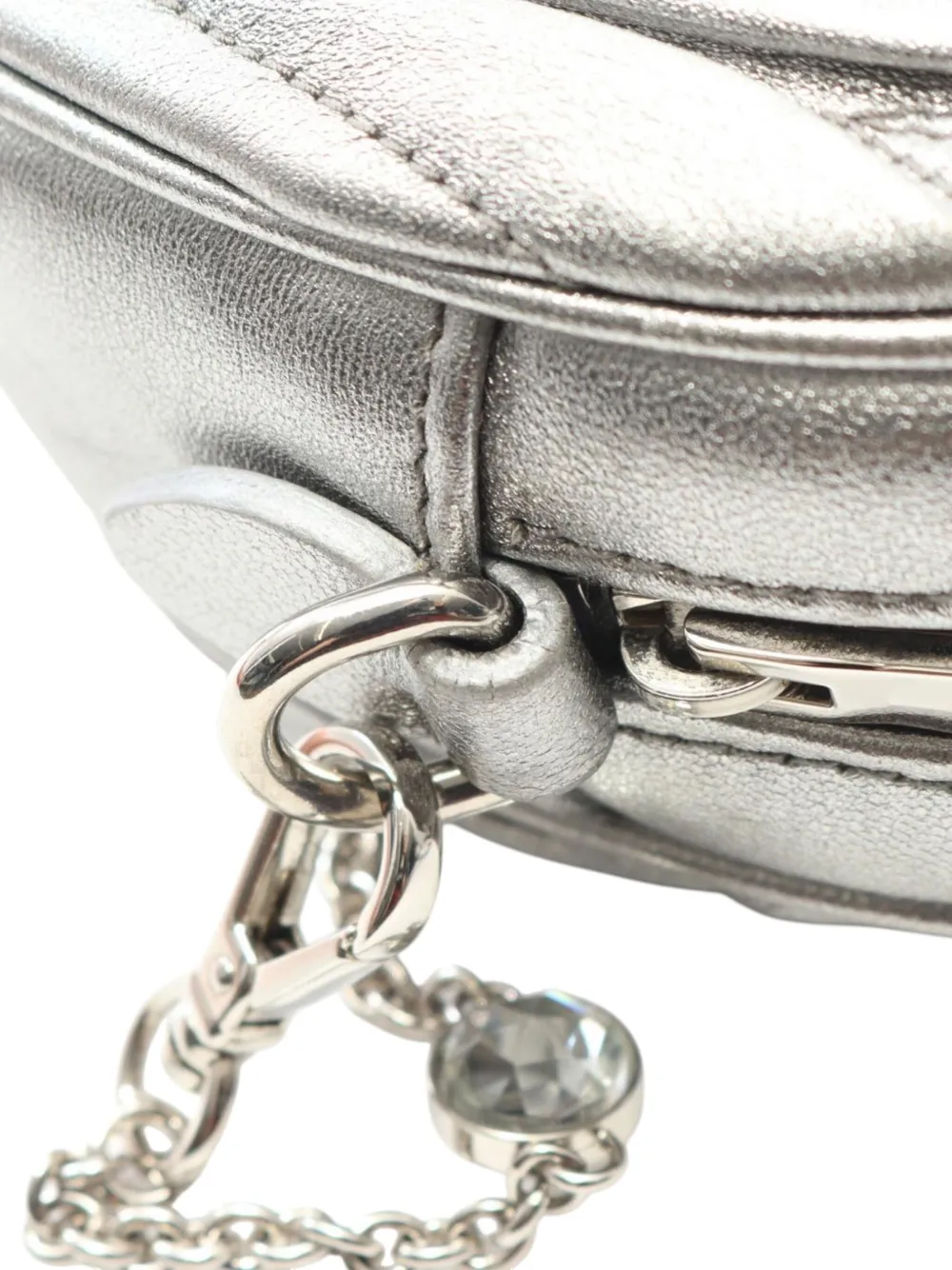 Pre-owned Miu Miu 2010-2025 Metallic Matelasse Crossbody Bag In Silver