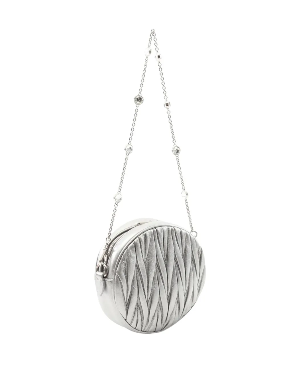 Pre-owned Miu Miu 2010-2025 Metallic Matelasse Crossbody Bag In Silver