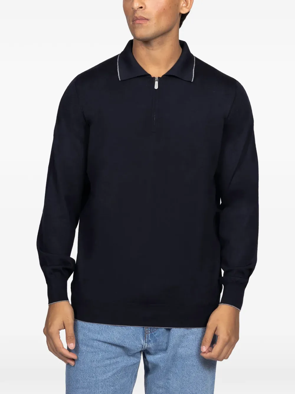 Svevo zip trim polo shirt - Blauw