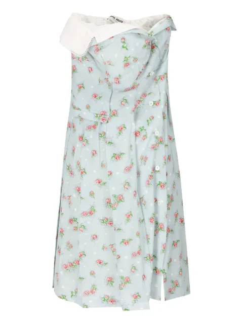 Miu Miu rose-print strapless midi dress