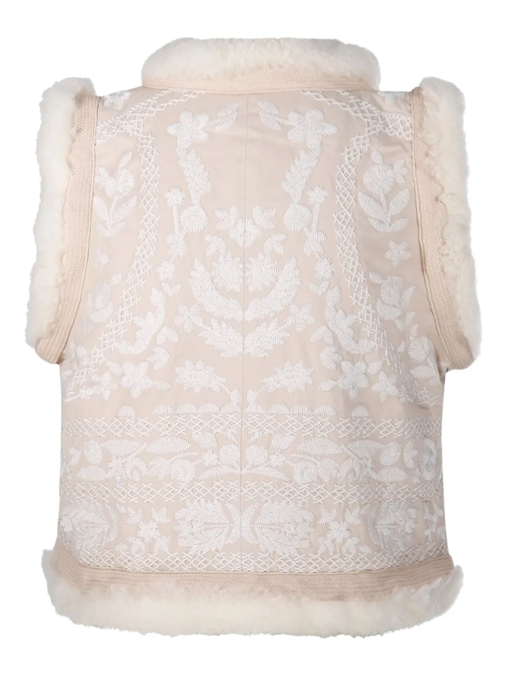 Antik Batik Embroidered Shearling Gilet In Pink