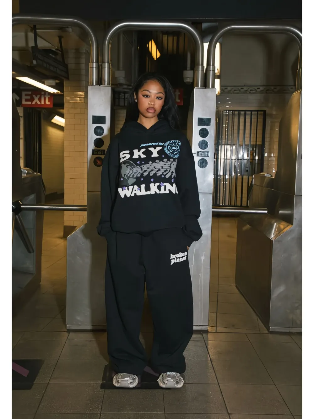 Broken Planet Graphic-design Hoodie In Animal Print