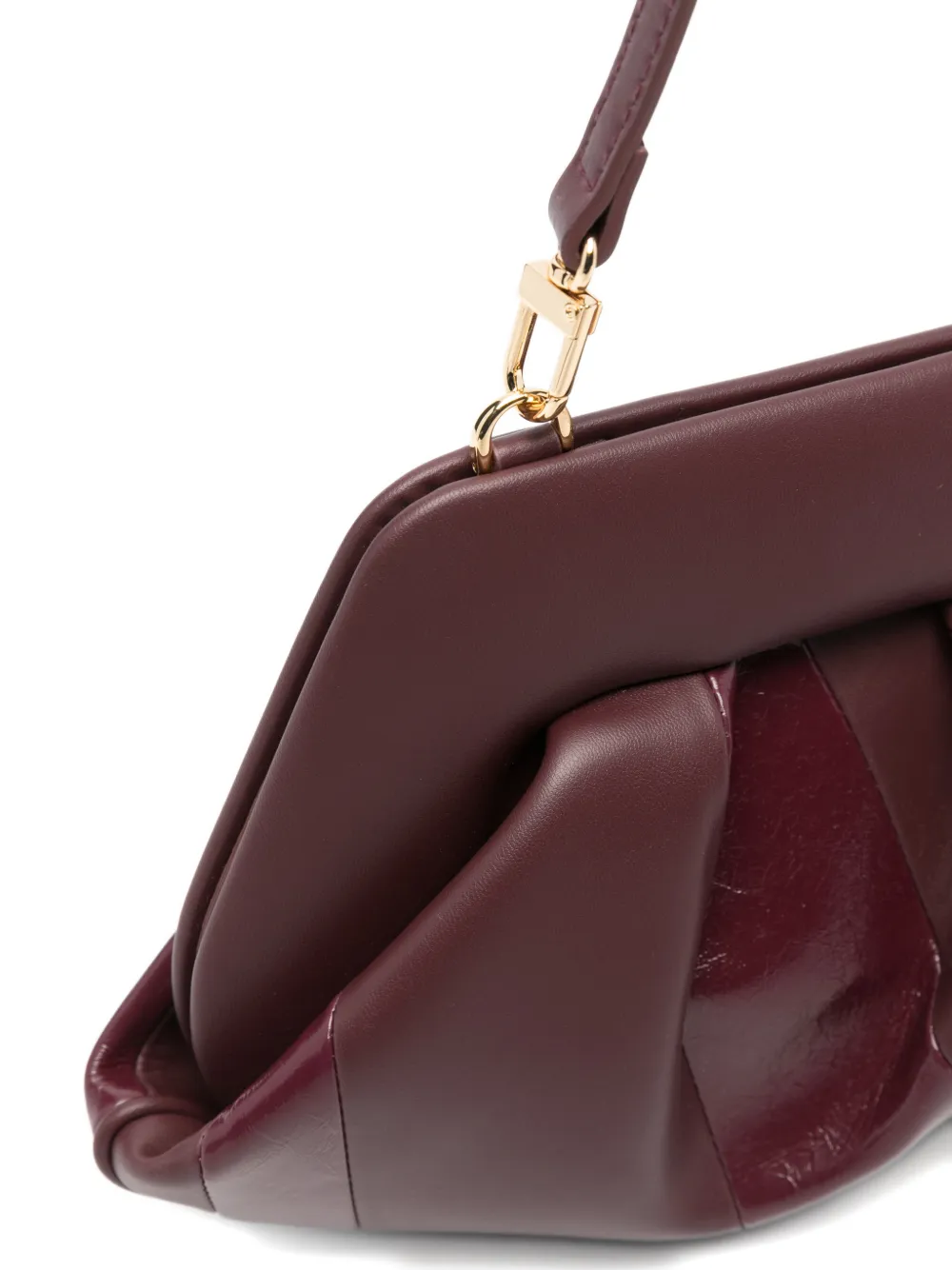Themoirè Tia Ruched Clutch Bag In Burgundy