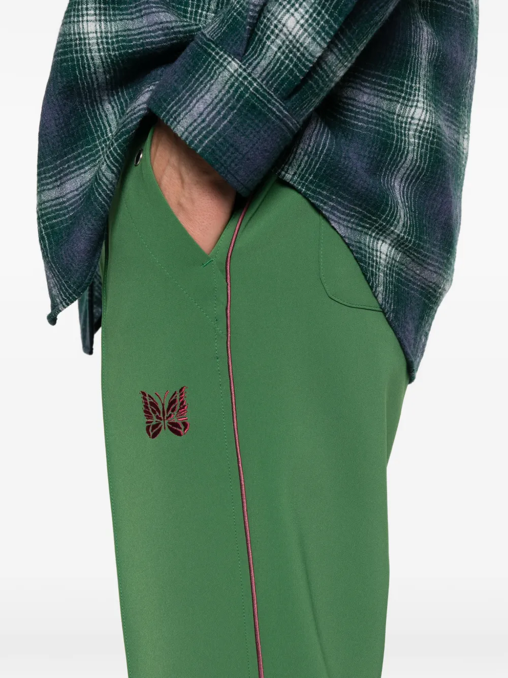 Needles Drawstring Logo Trousers In Green