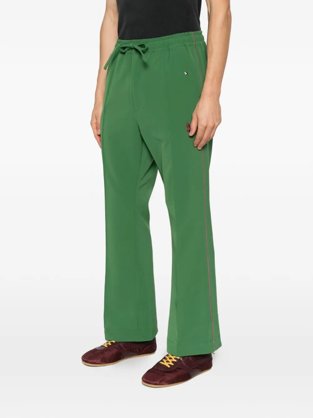 Needles Drawstring Logo Trousers In Green