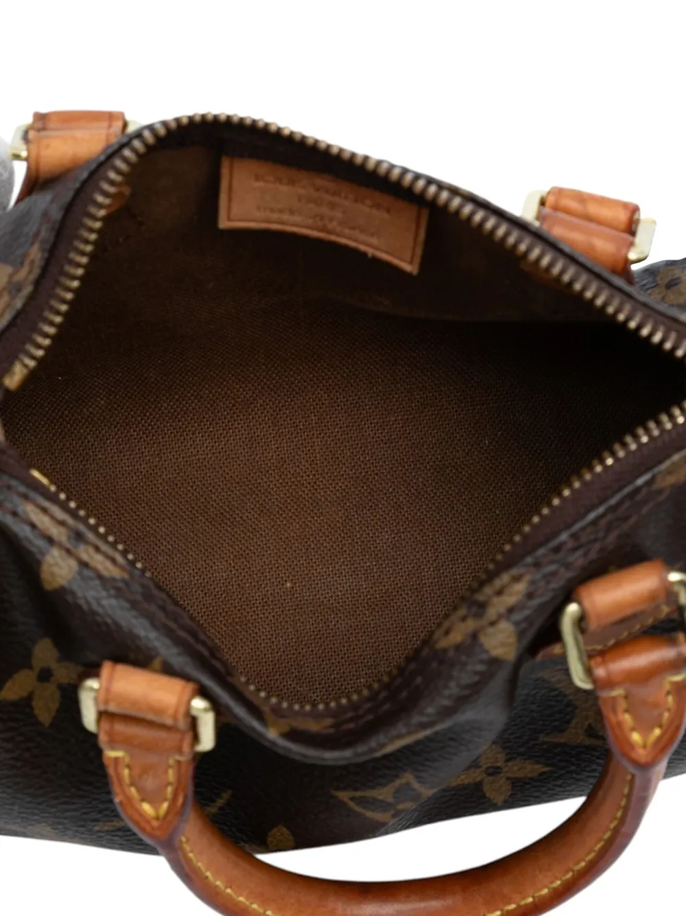 Pre-owned Louis Vuitton 2010 Monogram Mini Speedy Hl Satchel In Brown