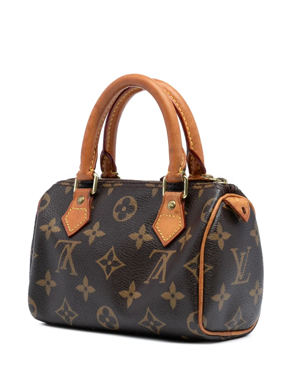 Pre-owned Louis Vuitton 2010 Monogram Mini Speedy Hl Satchel In Brown