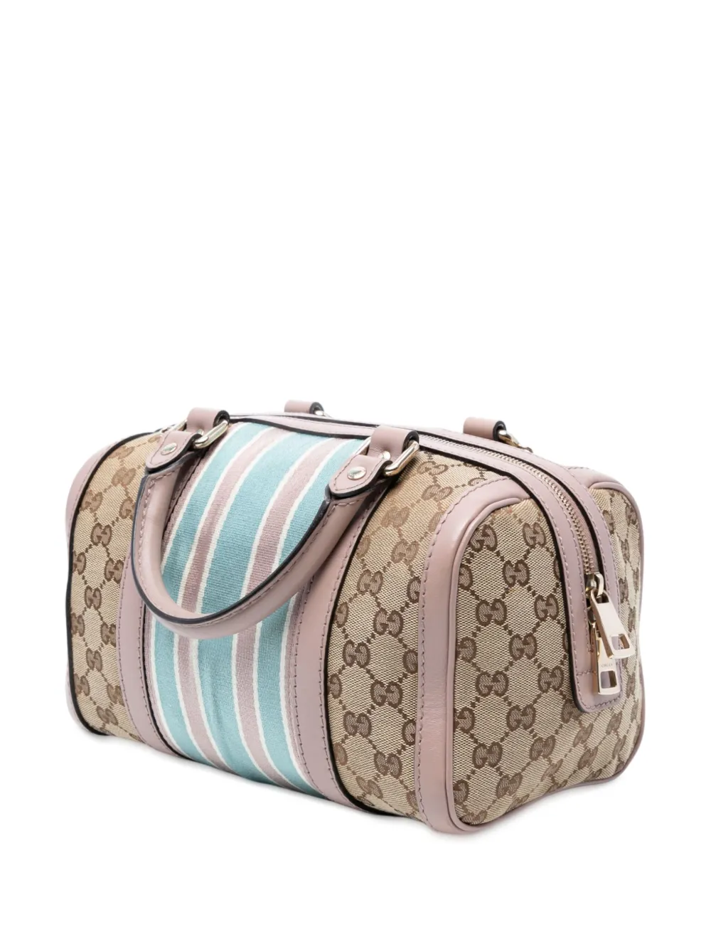 GUCCI Pre-owned 2016-2025 Small Gg Canvas Web Joy Boston Bag Satchel In Brown