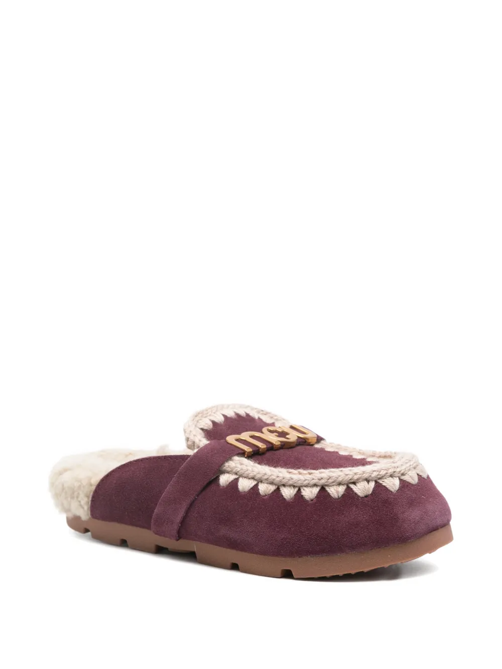 Mou Winter Bio Slide Slipper-mule In Bordeaux Suede In Purple
