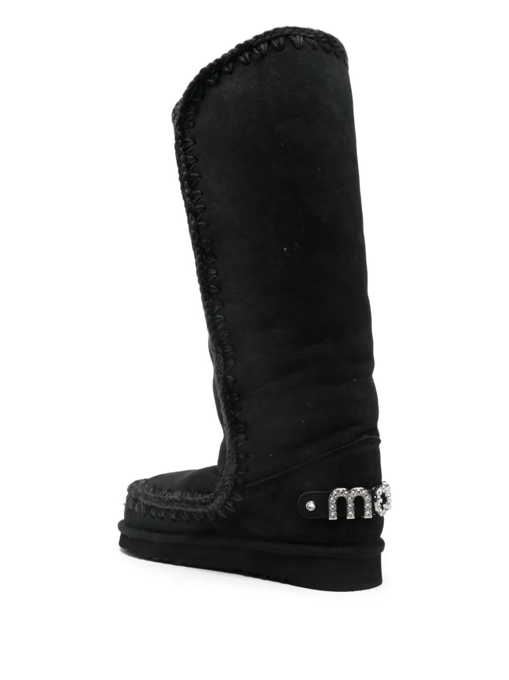 Mou Eskimo 40 Low Heels Boots In Black Suede In Black