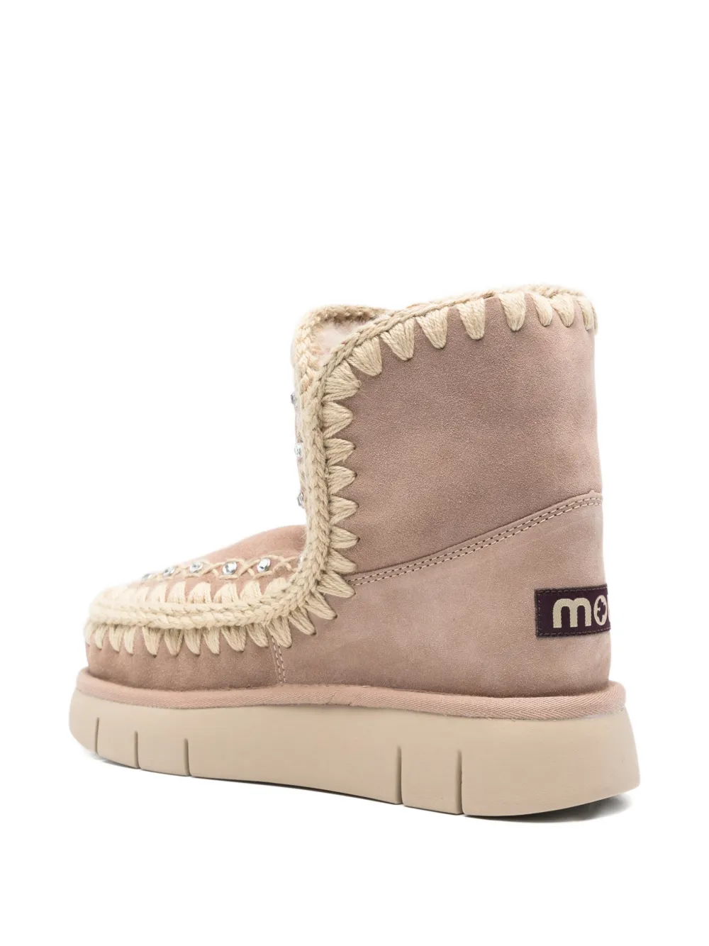 Mou Gehaakte laarzen verfraaid met stras Beige