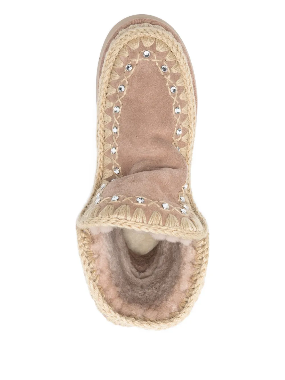Mou Gehaakte laarzen verfraaid met stras Beige