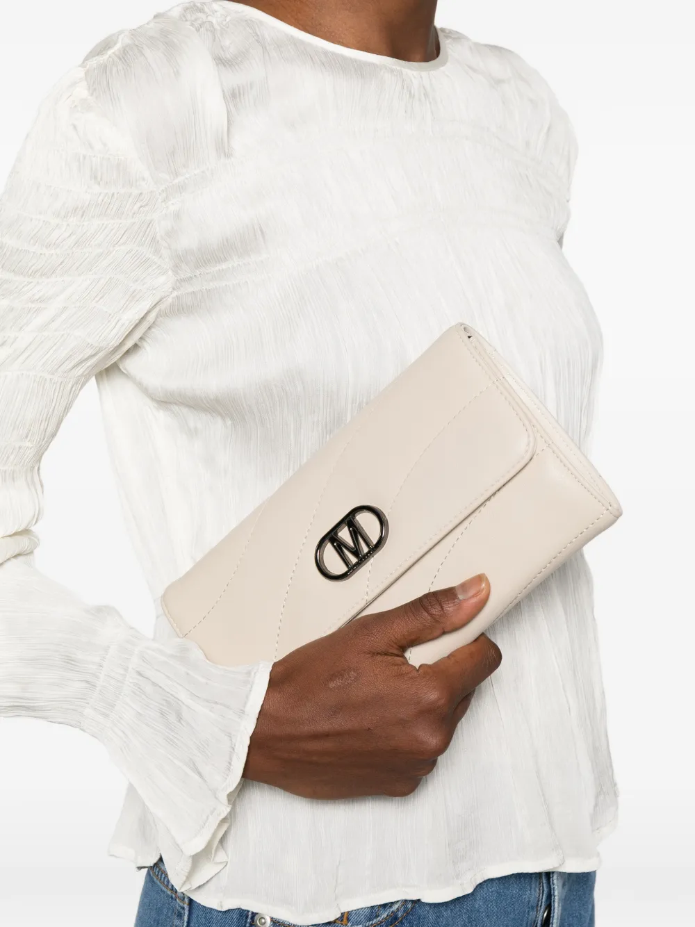 Marc Ellis Glow Logo-detail Clutch In Neutral