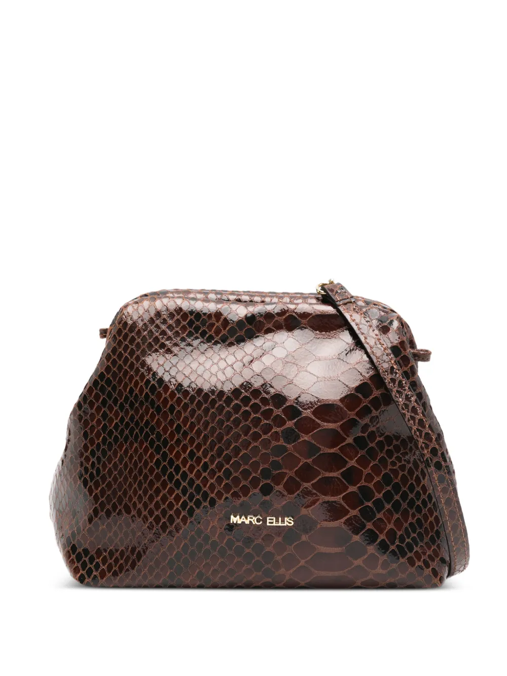 Marc Ellis Arlena M snake-effect clutch bag - Marrone