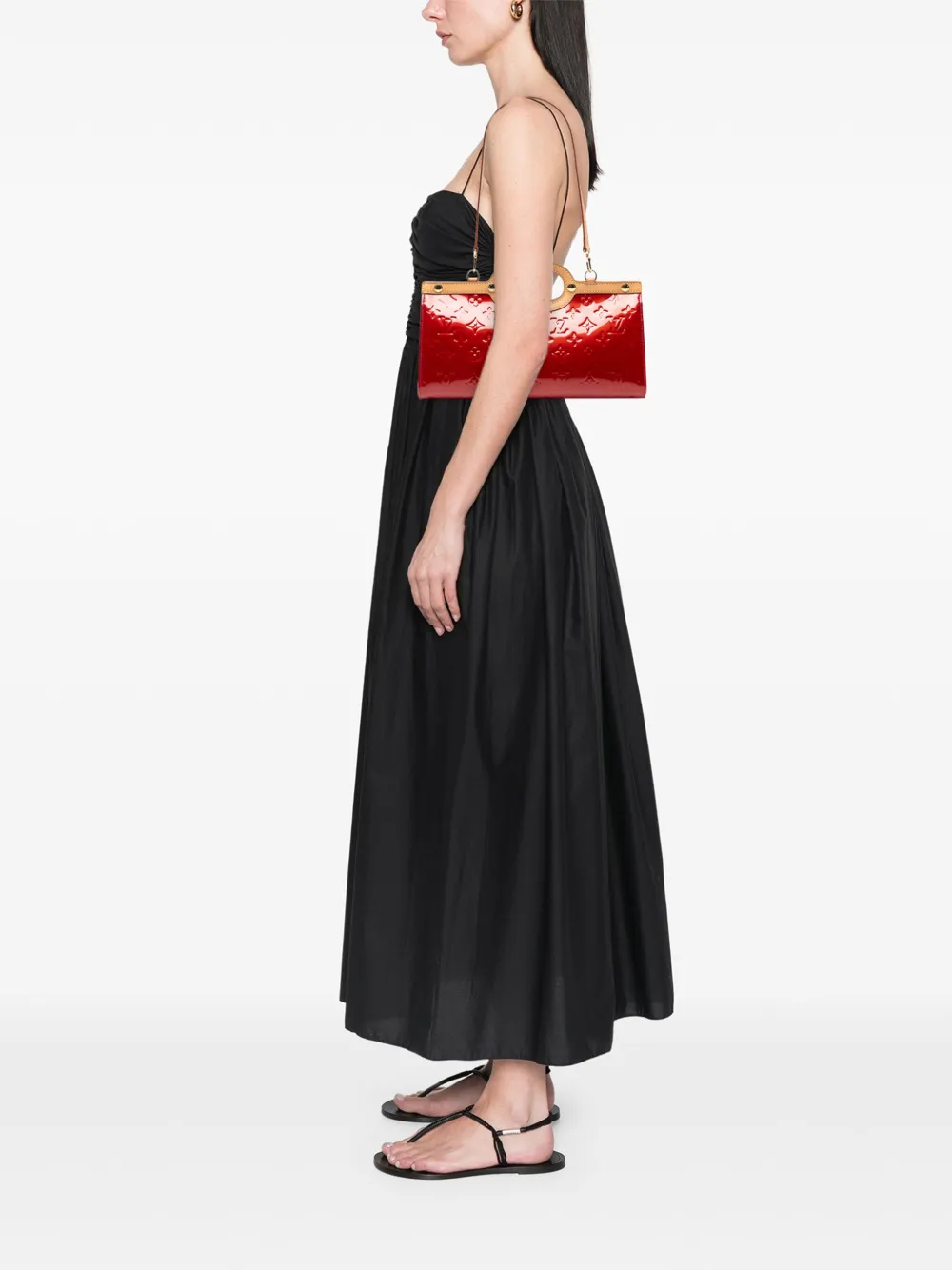 Pre-owned Louis Vuitton 2010 Monogram Vernis Roxbury Drive Satchel In Red