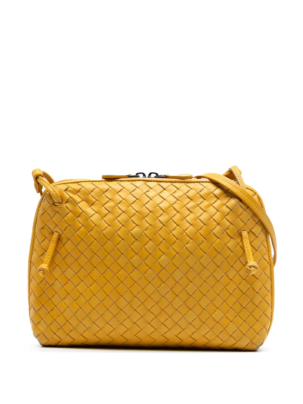 Pre-owned Bottega Veneta 2012-2025 Nappa Intrecciato Nodini Crossbody Bag In Yellow