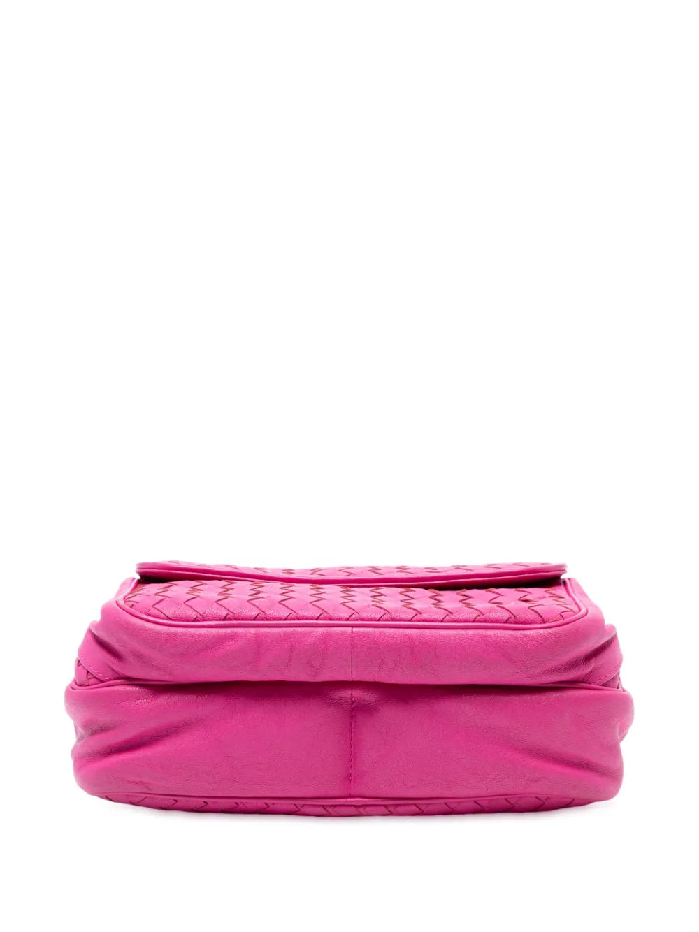 Pre-owned Bottega Veneta 2012-2025 Nappa Intrecciato Front Pocket Messenger Bag Crossbody Bag In Pink