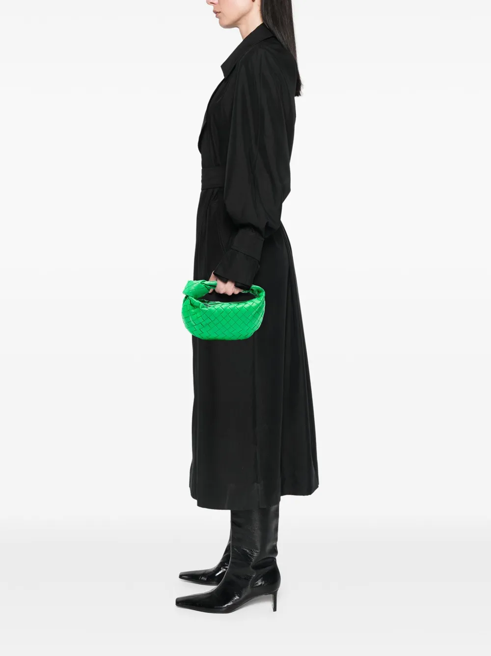 Pre-owned Bottega Veneta 2012-2025 Mini Nappa Intrecciato Jodie Hobo Bag In Green