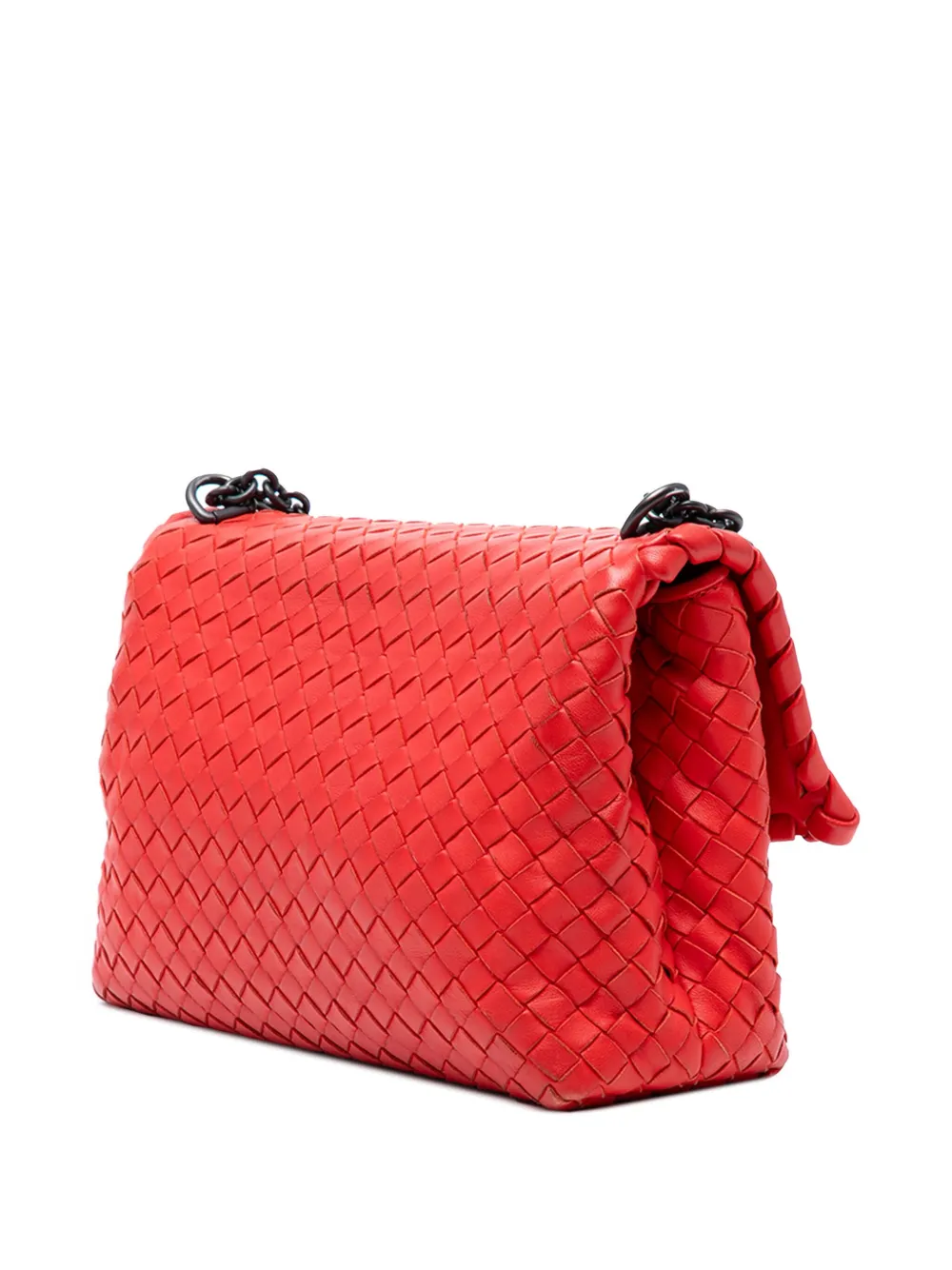 Pre-owned Bottega Veneta 2012-2025 Small Nappa Intrecciato Olimpia Shoulder Bag In Red