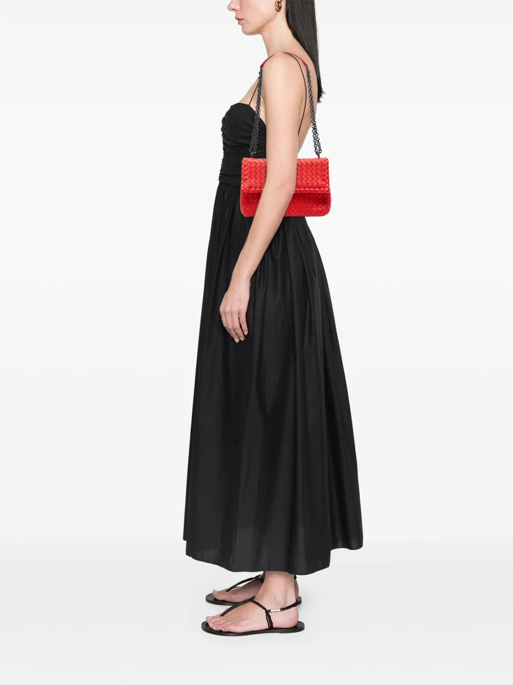 Pre-owned Bottega Veneta 2012-2025 Small Nappa Intrecciato Olimpia Shoulder Bag In Red