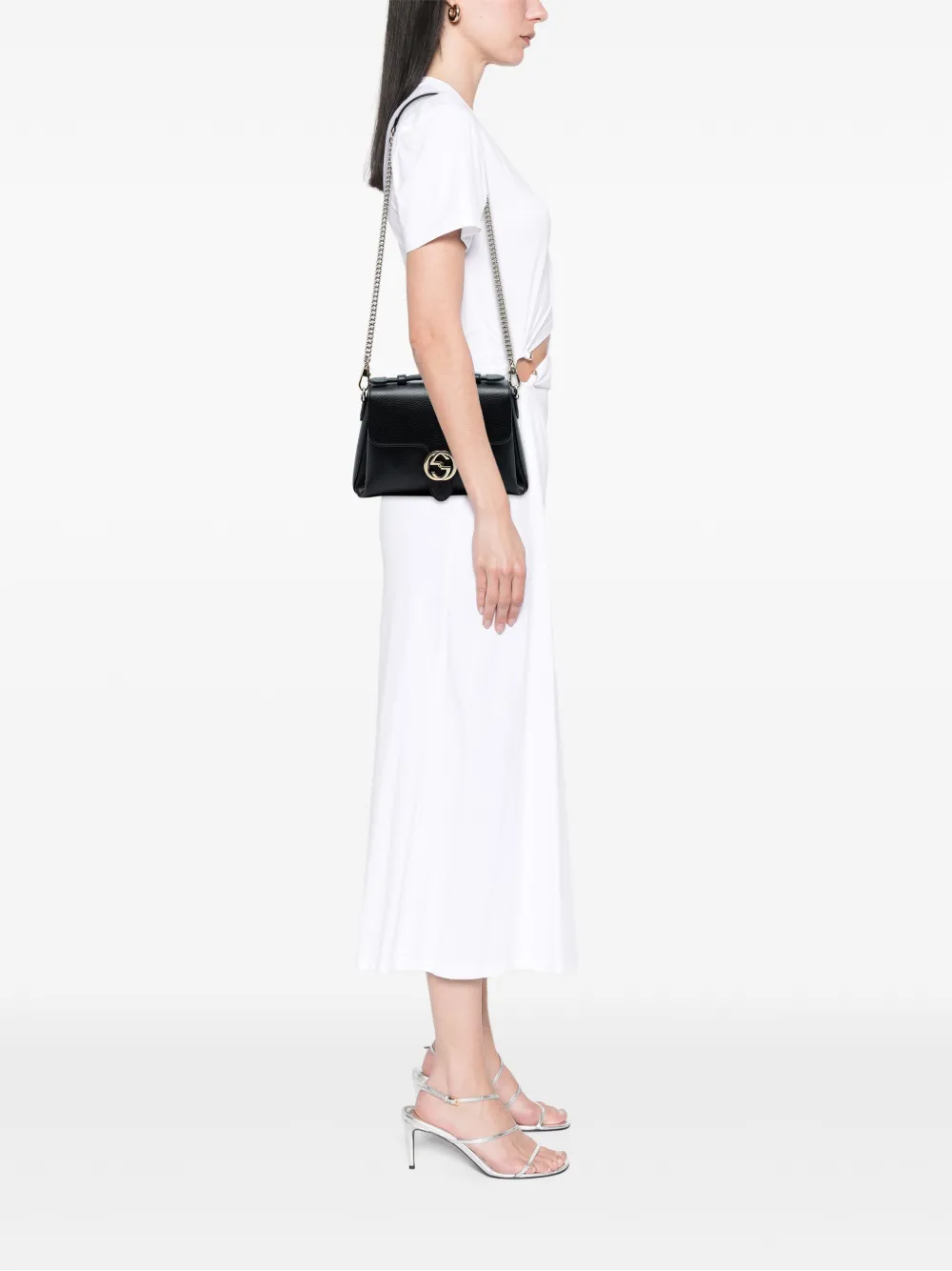 Pre-owned Gucci 2016-2025 Small Dollar Calf Interlocking G Satchel In Black