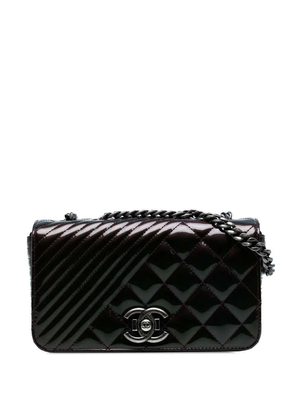 CHANEL Pre-Owned 2014-2015 スモール パテント ココ ボーイ フラップ ショルダーバッグ - パープル