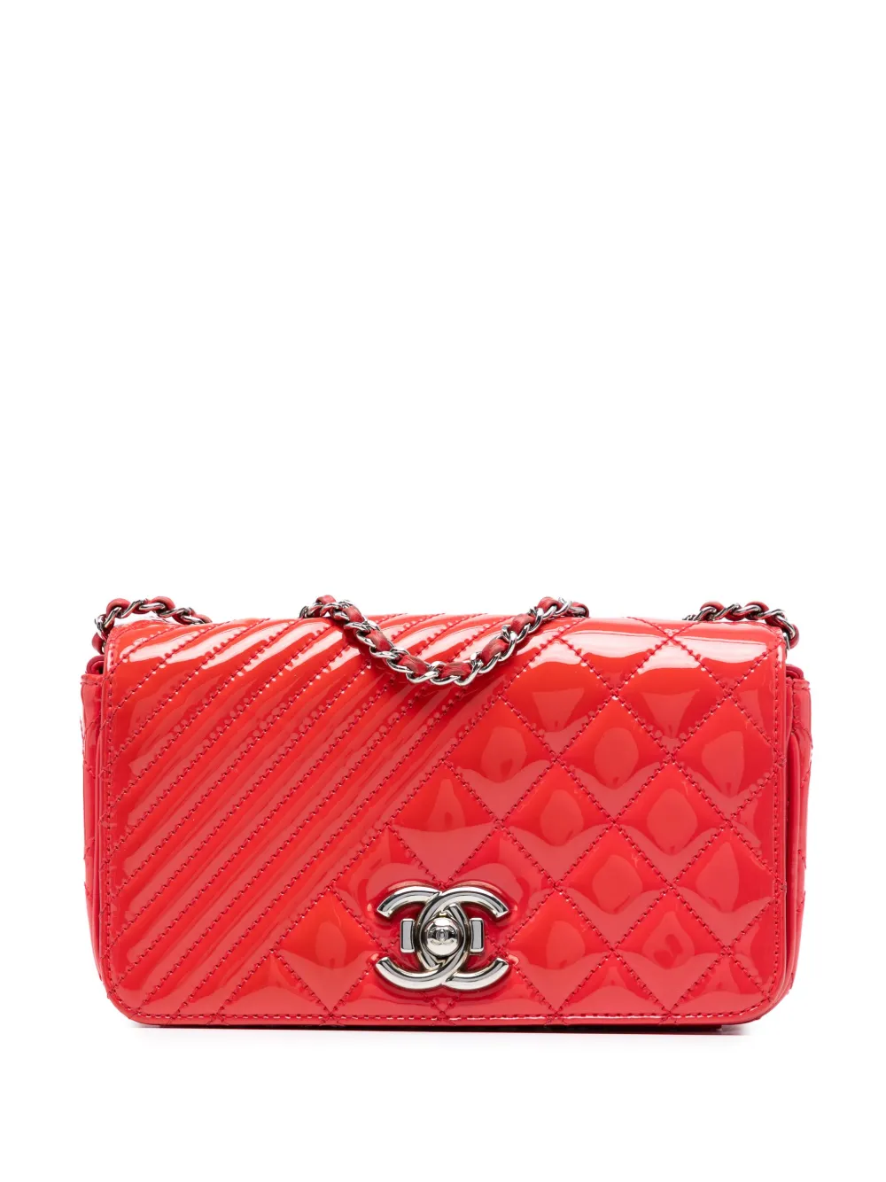 CHANEL Pre-Owned 2016-2017 スモール エナメル ココ ボーイ フラップ ショルダーバッグ - レッド CHANEL Pre-Owned 2016-2017 スモール エナメル ココ ボーイ フラップ ショルダーバッグ - レッド