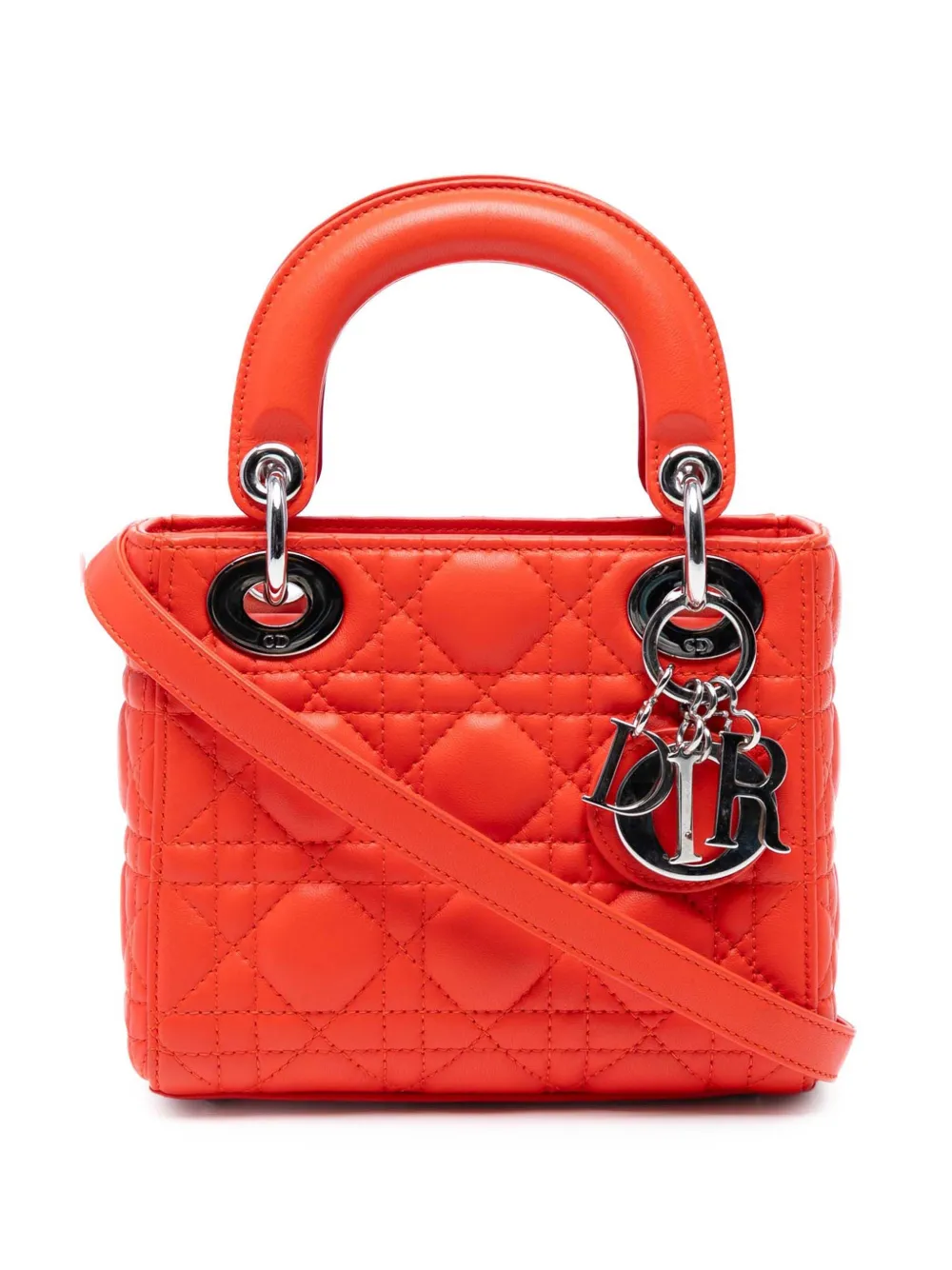 Christian Dior Pre-Owned 2014 ミニ ラムスキン カナージュ レディ ディオール サッチェルバッグ - オレンジ Christian Dior Pre-Owned 2014 ミニ ラムスキン カナージュ レディ ディオール サッチェルバッグ - オレンジ