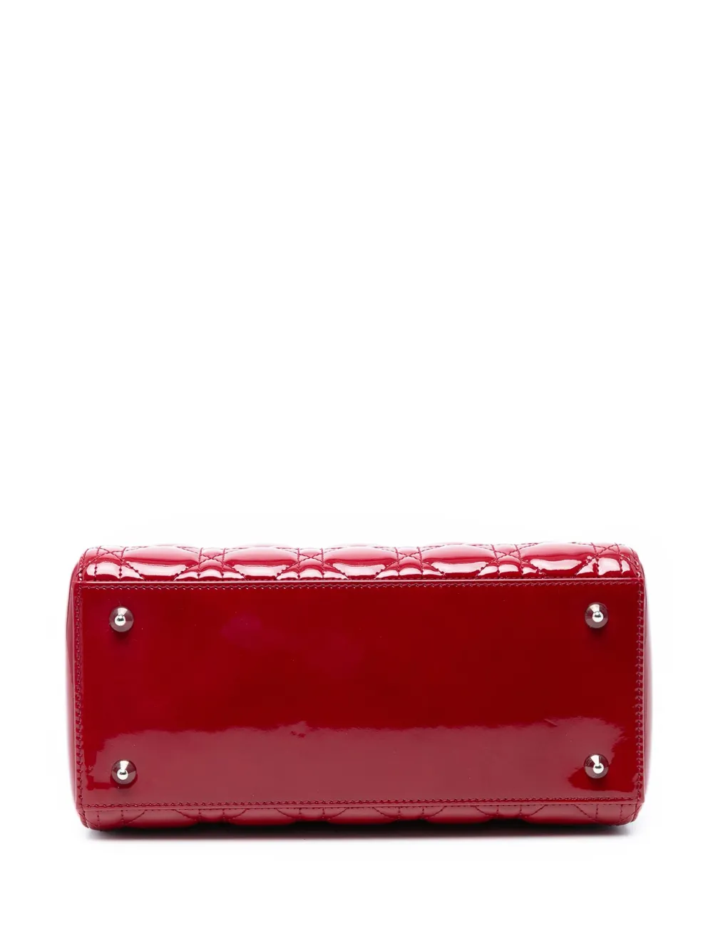 Pre-owned Dior 2011 Medium Patent Cannage Lady  Satchel In Red