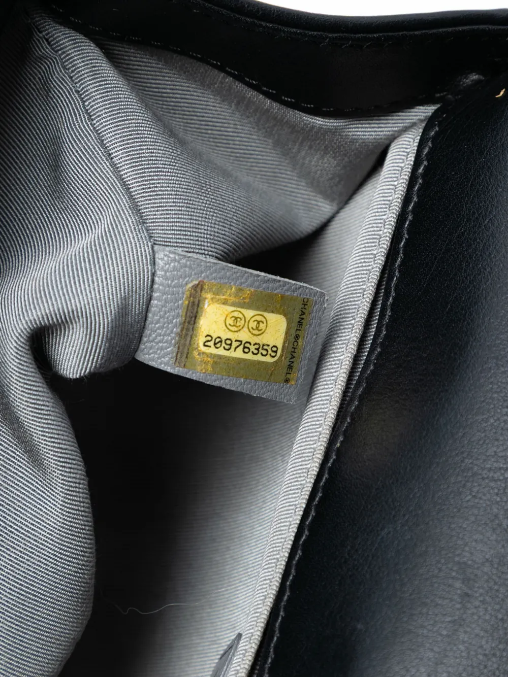 Pre-owned Chanel 2014-2015 Old Medium Chevron Lambskin Boy Flap Crossbody Bag In Black